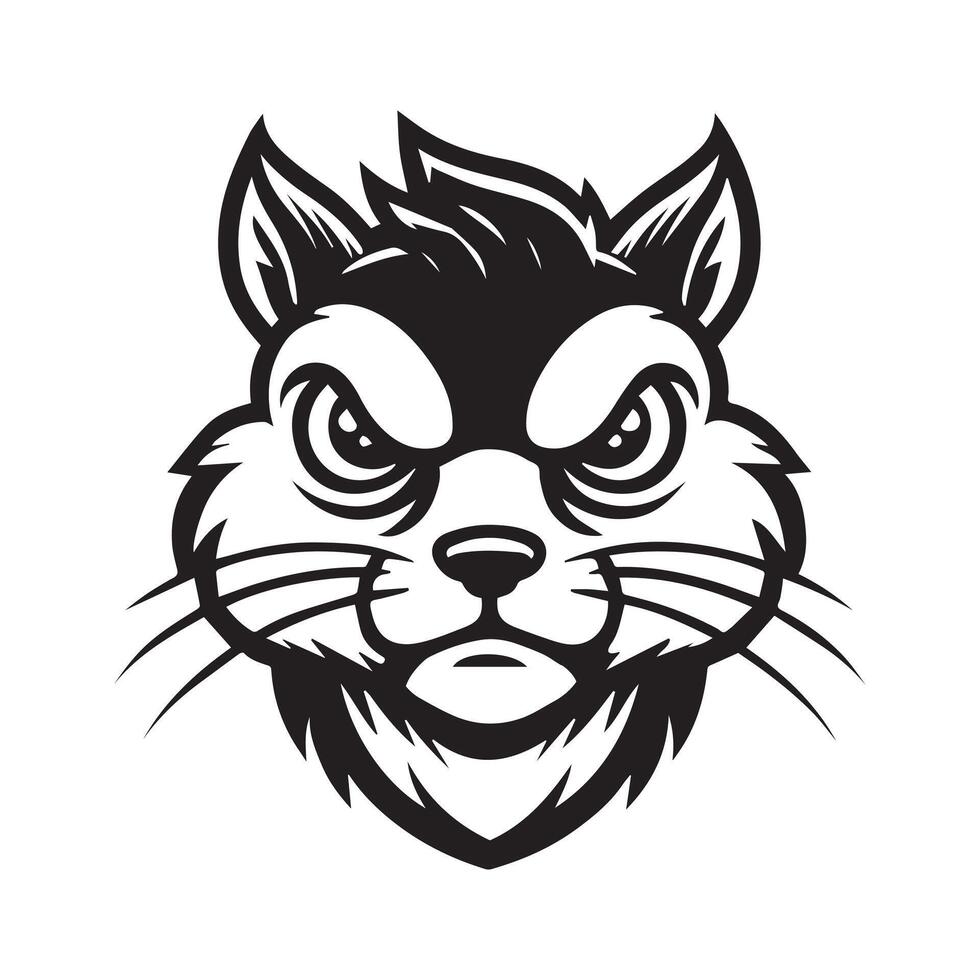 Rodent face logo - Sciuridae Face Logo Design - Squirrel Clipart illustration in black and white vector