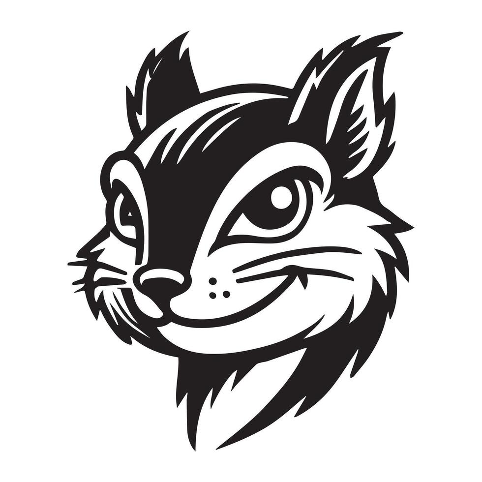 Rodent face logo - Sciuridae Face Logo Design - Squirrel Clipart illustration in black and white vector
