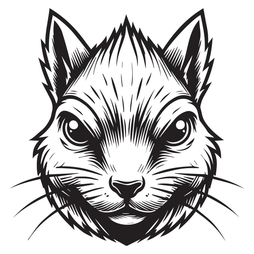 Rodent face logo - Sciuridae Face Logo Design - Squirrel Clipart illustration in black and white vector