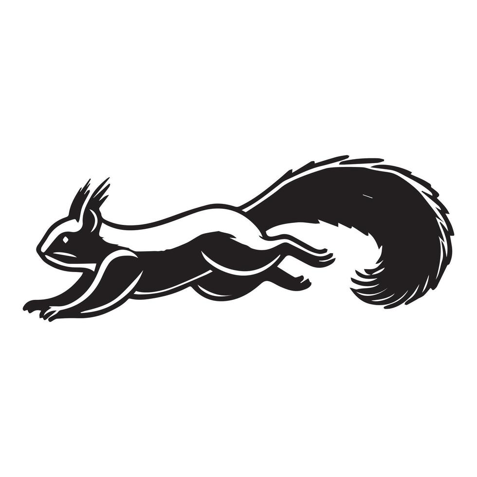 Sciuridae Clipart Design - A Branch Leaper Squirrel illustration in black and white vector