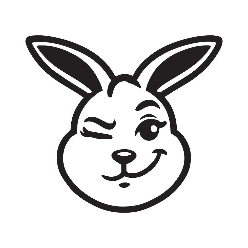 Bunny Head Clipart - Rabbit Face logo - Rabbit illustration in black and white vector