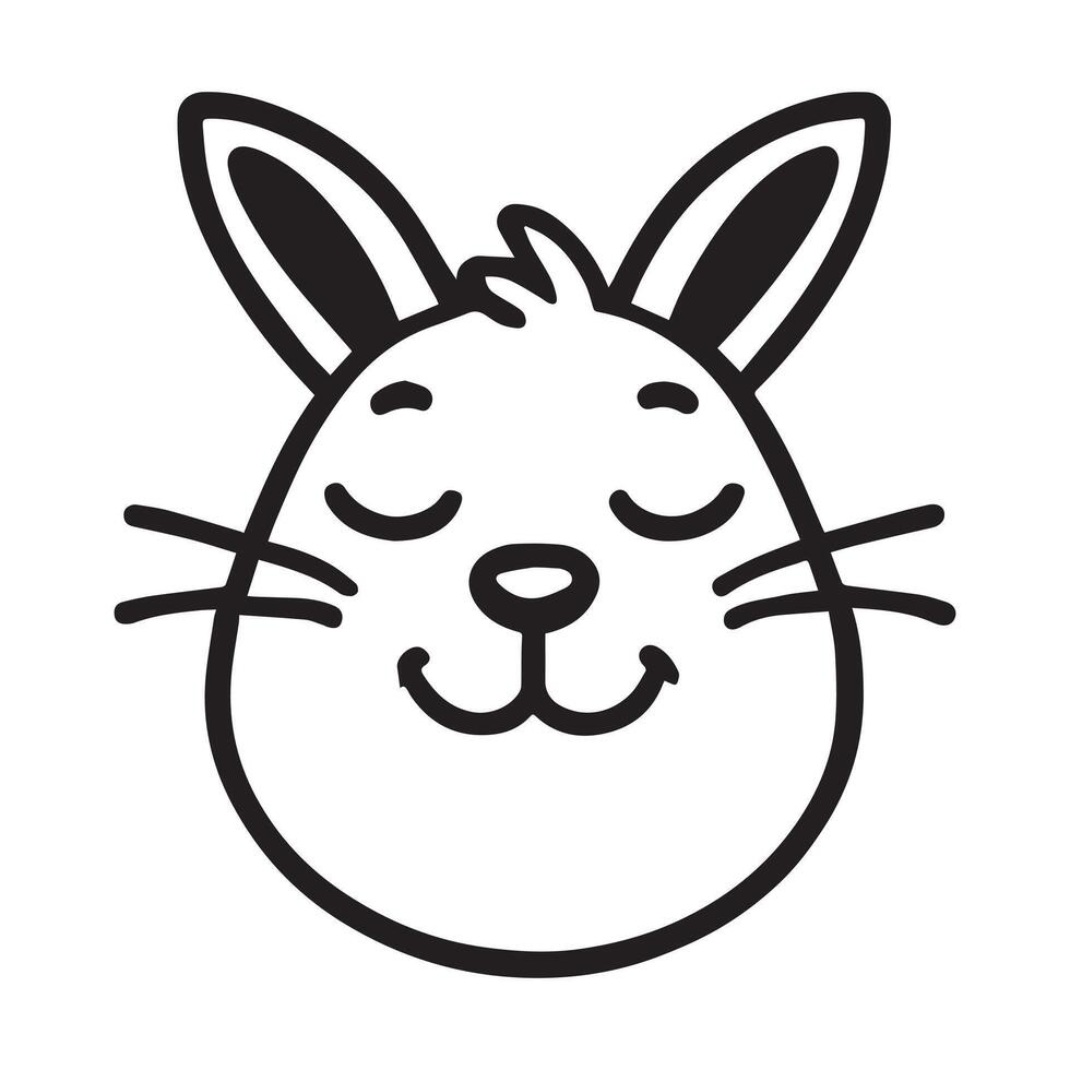 Bunny Head Clipart - Rabbit Face logo - Rabbit illustration in black and white vector