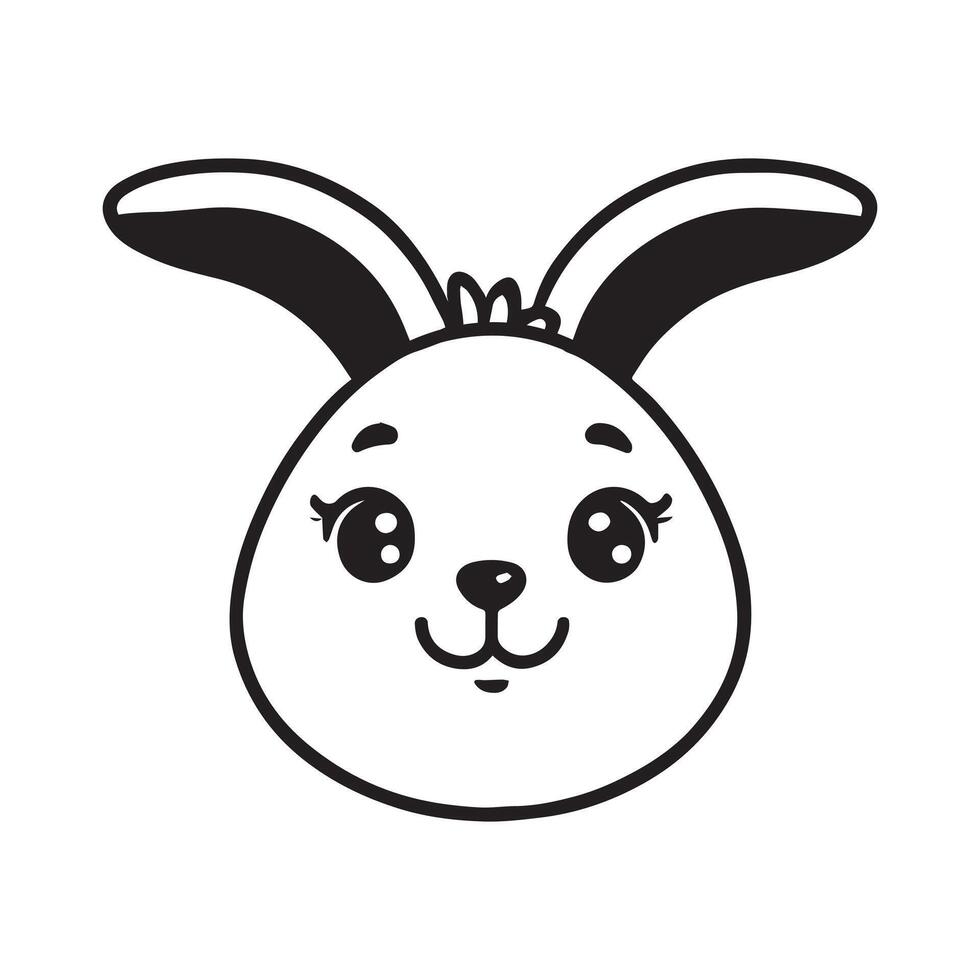 Bunny Head Clipart - Rabbit Face logo - Rabbit illustration in black and white vector