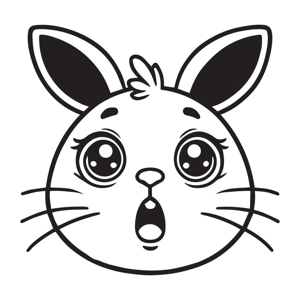 Bunny Head Clipart - Rabbit Face logo - Rabbit illustration in black and white vector