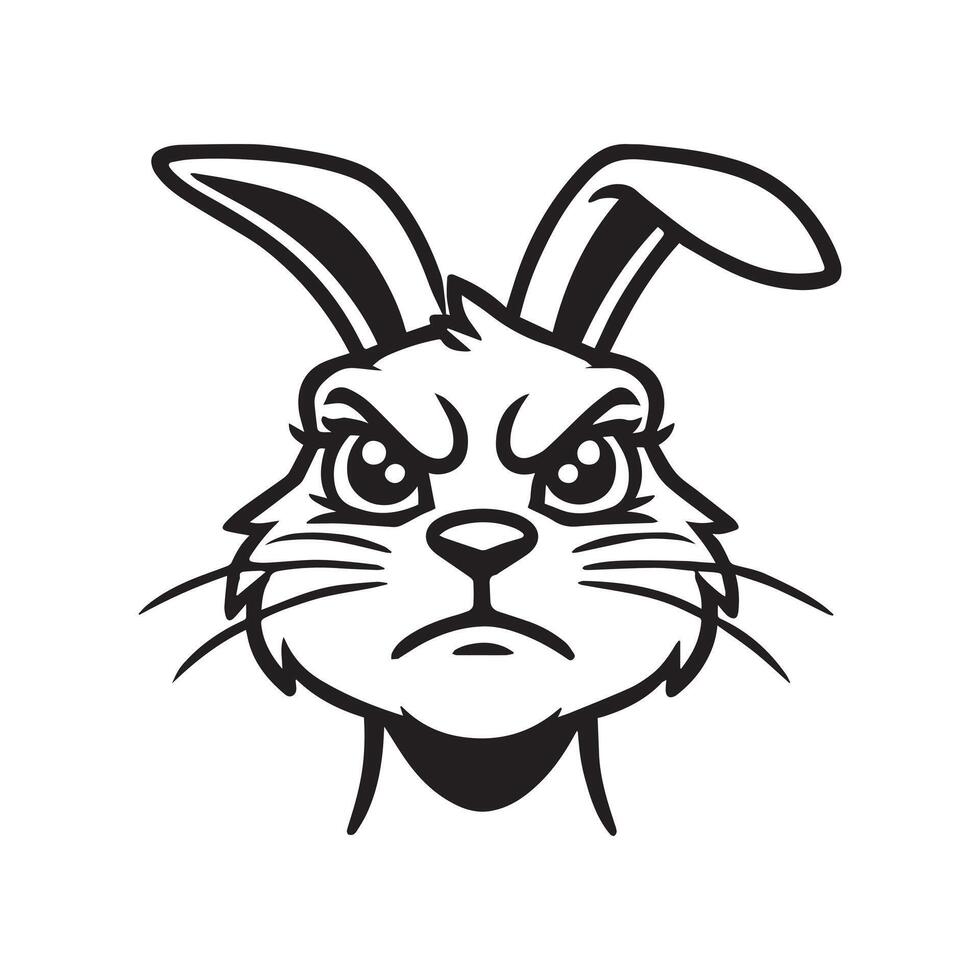 Bunny Head Clipart - Rabbit Face logo - Rabbit illustration in black and white vector