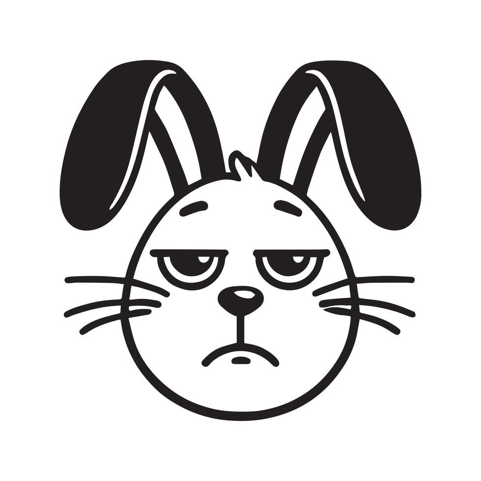 Bunny Head Clipart - Rabbit Face logo - Rabbit illustration in black and white vector