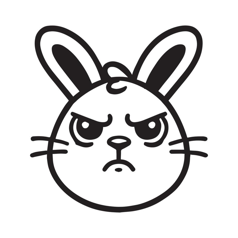 Bunny Head Clipart - Rabbit Face logo - Rabbit illustration in black and white vector