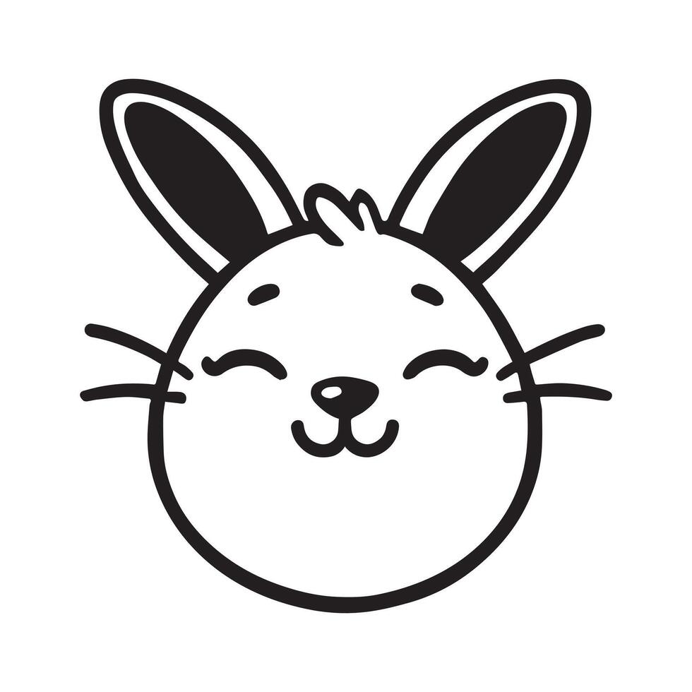 Bunny Head Clipart - Rabbit Face logo - Rabbit illustration in black and white vector