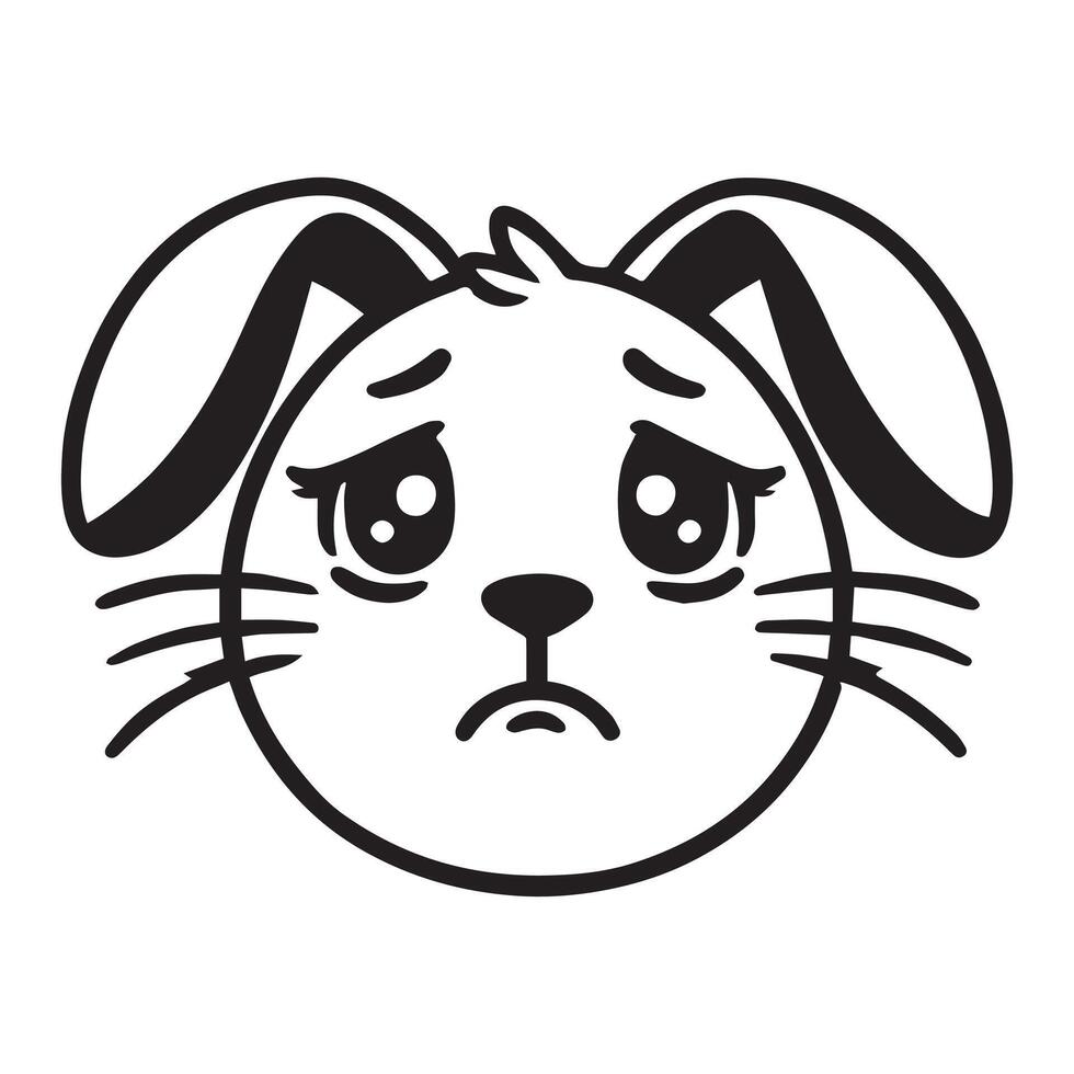 Bunny Head Clipart - Rabbit Face logo - Rabbit illustration in black and white vector