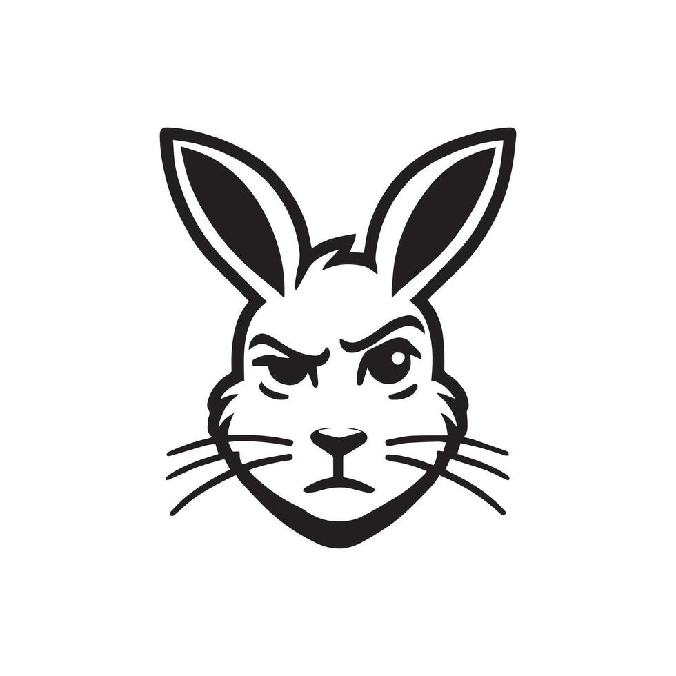 Bunny Head Clipart - Rabbit Face logo - Rabbit illustration in black and white vector