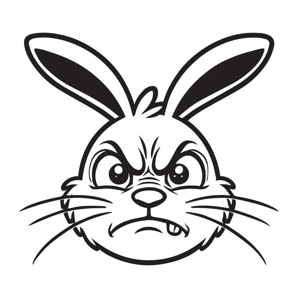 Bunny Head Clipart - Rabbit Face logo - Rabbit illustration in black and white vector