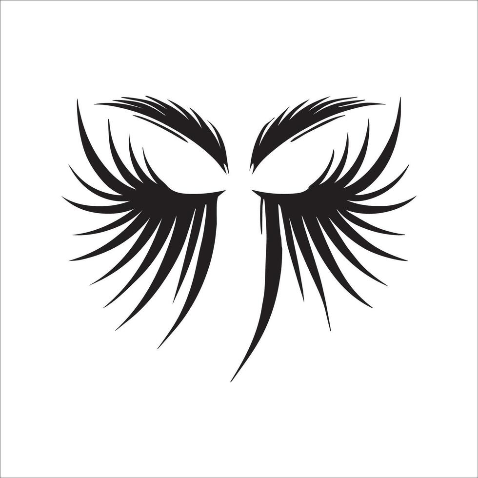 Lashes Clipart, Eyelashes, Eyebrows silhouette, Brows, Makeup design illustration in black and white vector