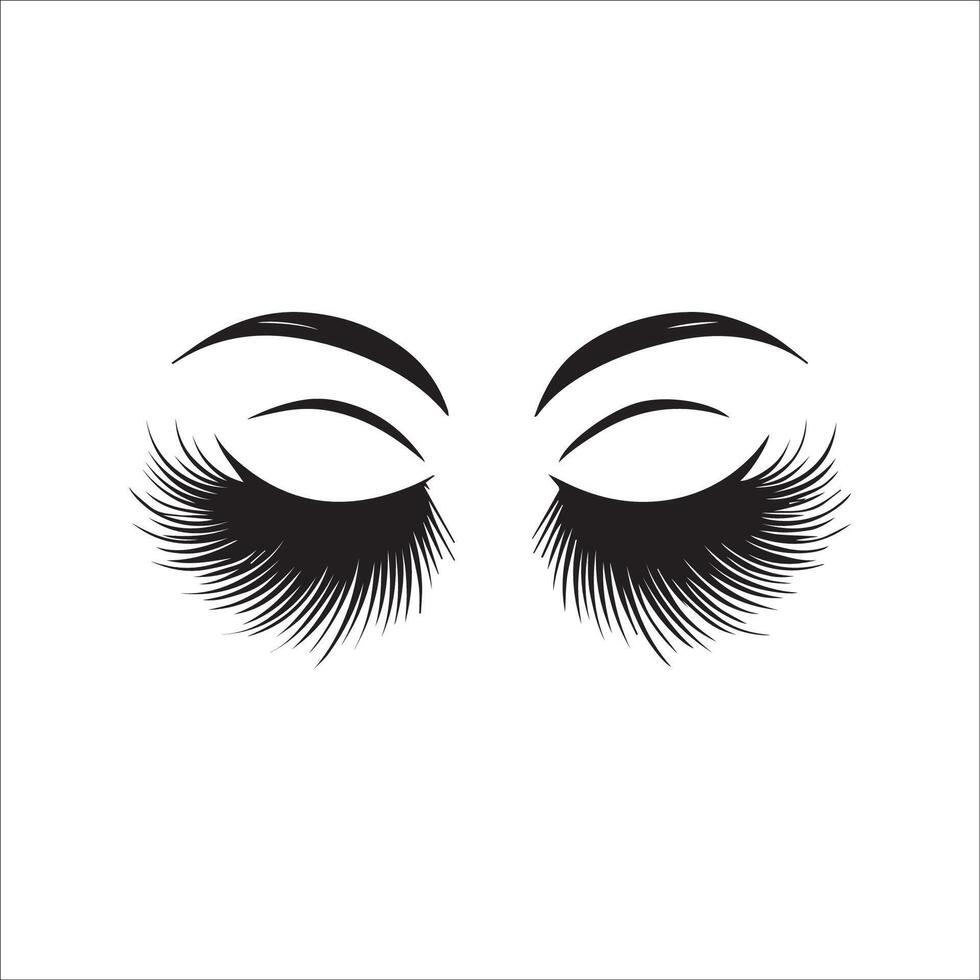Lashes Clipart, Eyelashes, Eyebrows silhouette, Brows, Makeup design illustration in black and white vector