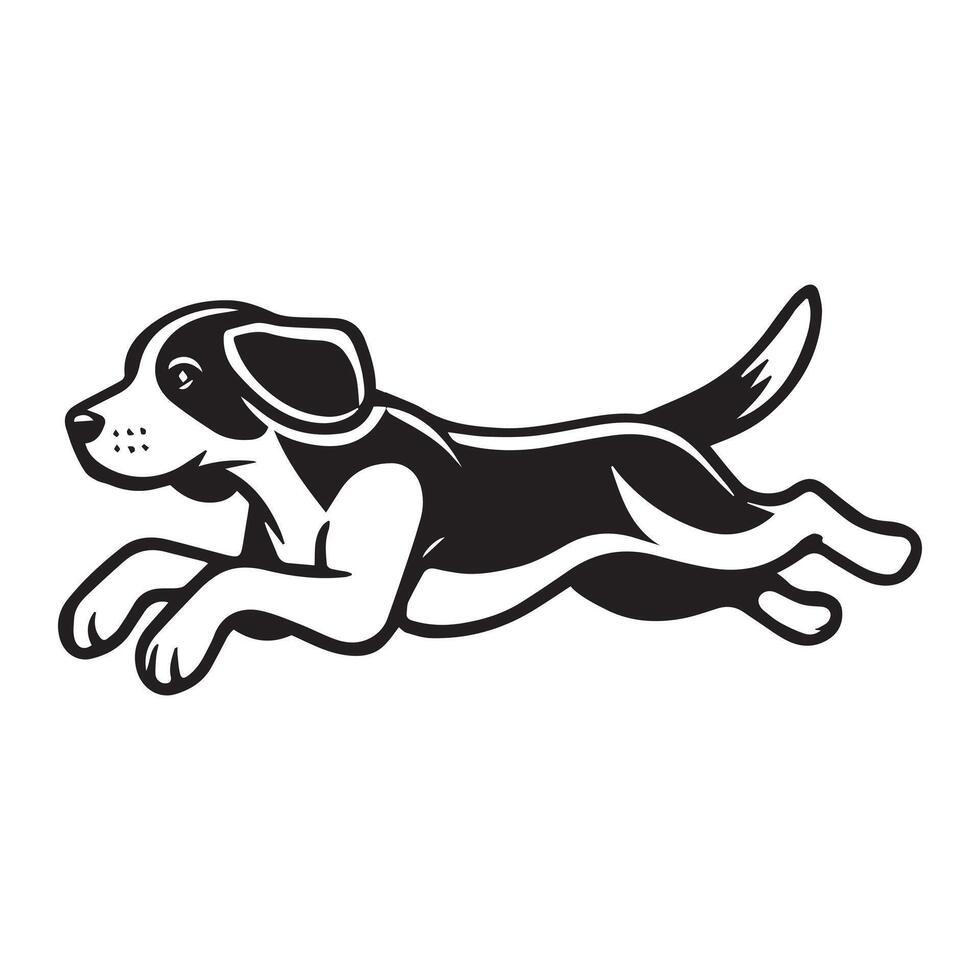 Beagle dog silhouette Design, Dog Clipart illustration in black and white vector