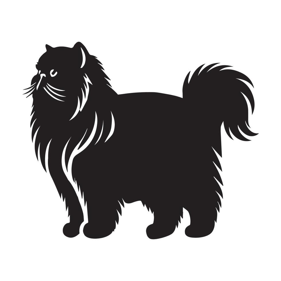 Persian cat silhouette - Persian logo - Cat Clipart illustration in black and white vector