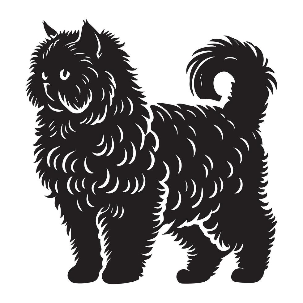 Selkirk Rex cat silhouette - Selkirk Rex logo - Cat Clipart illustration in black and white vector