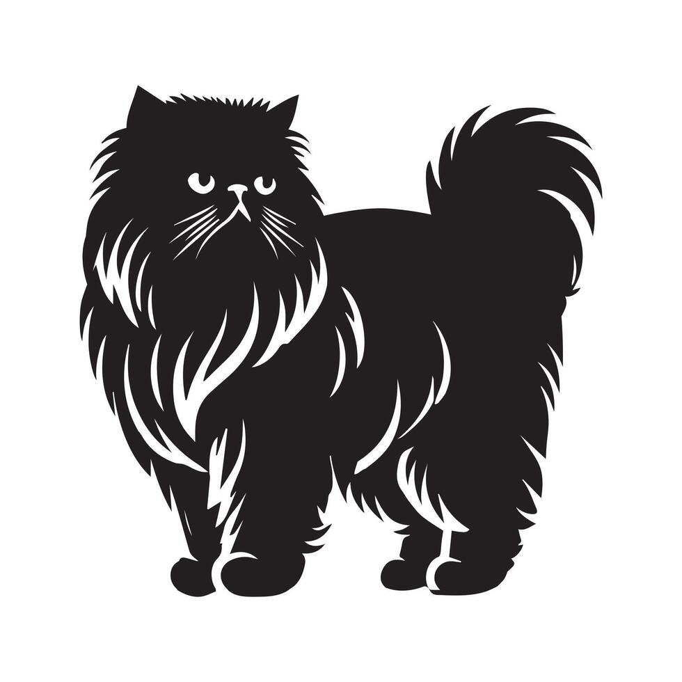 Persian cat silhouette - Persian logo - Cat Clipart illustration in black and white vector