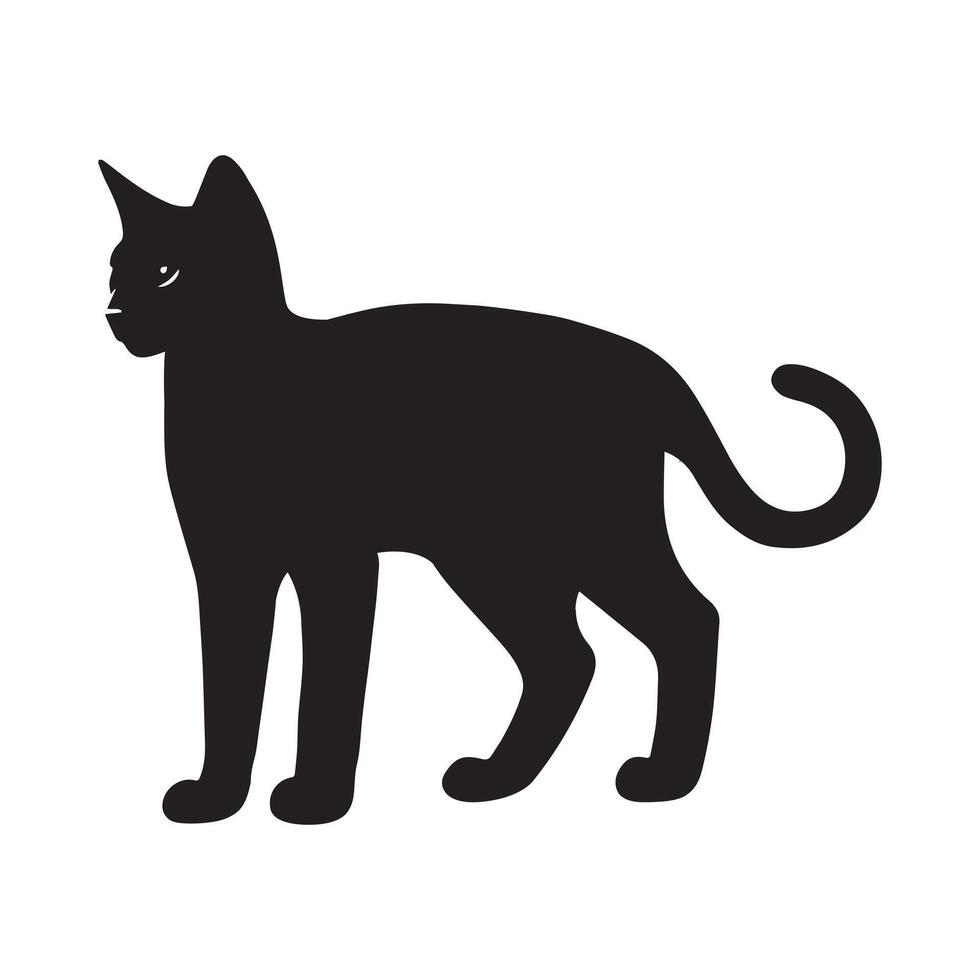 Egyptian Mau cat silhouette - Egyptian Mau logo - Cat Clipart illustration in black and white vector