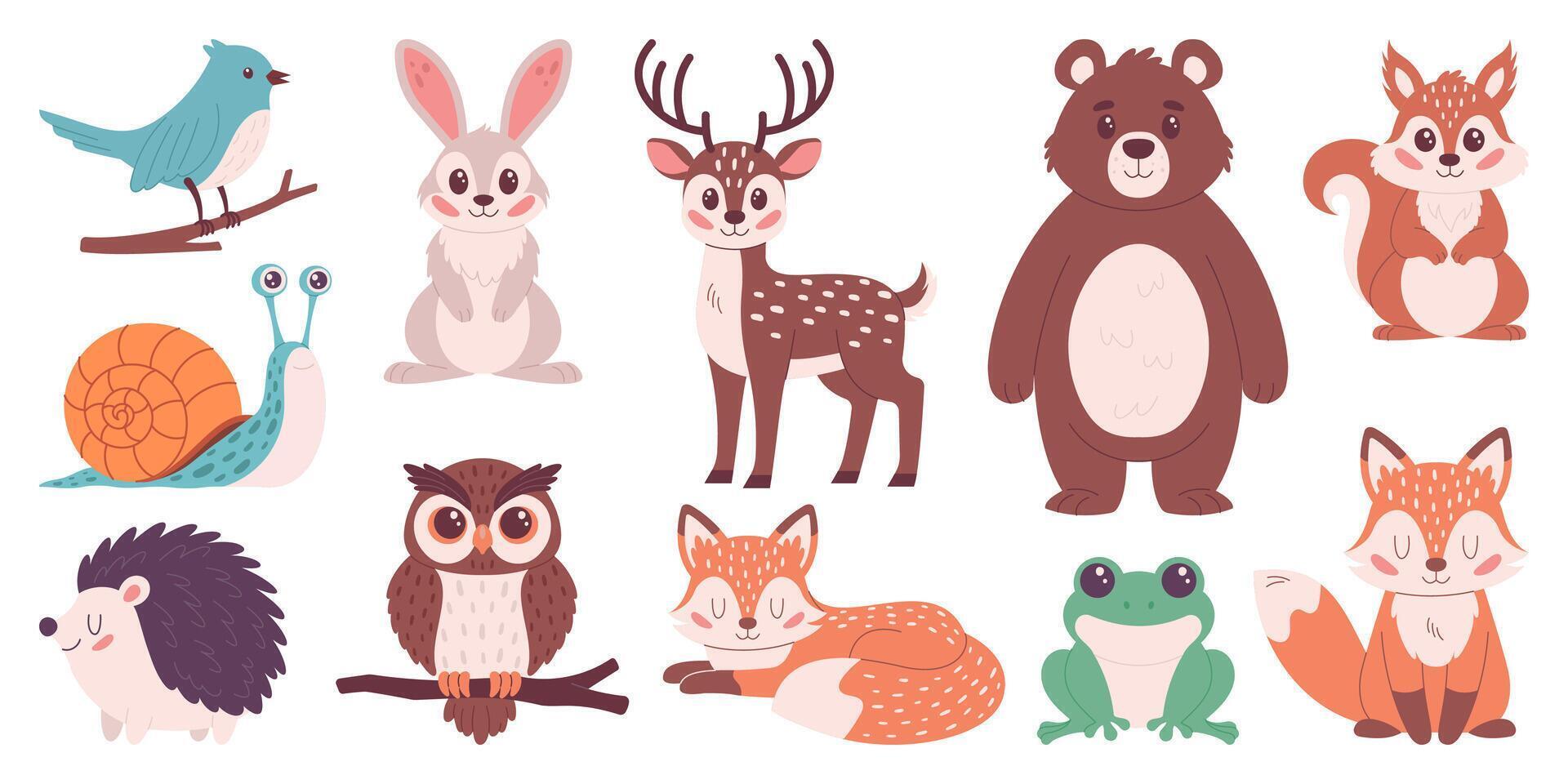 A set of animals. Woodland characters. cartoon set of objects for your design vector