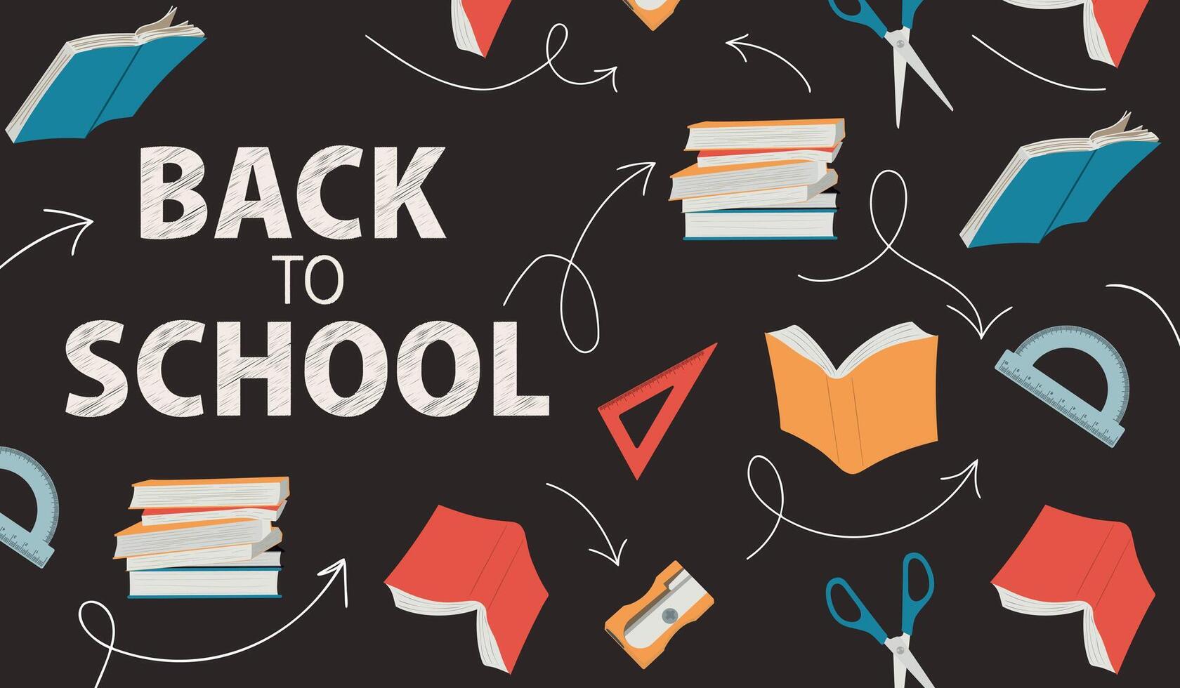 Back to school banner with stationery vector