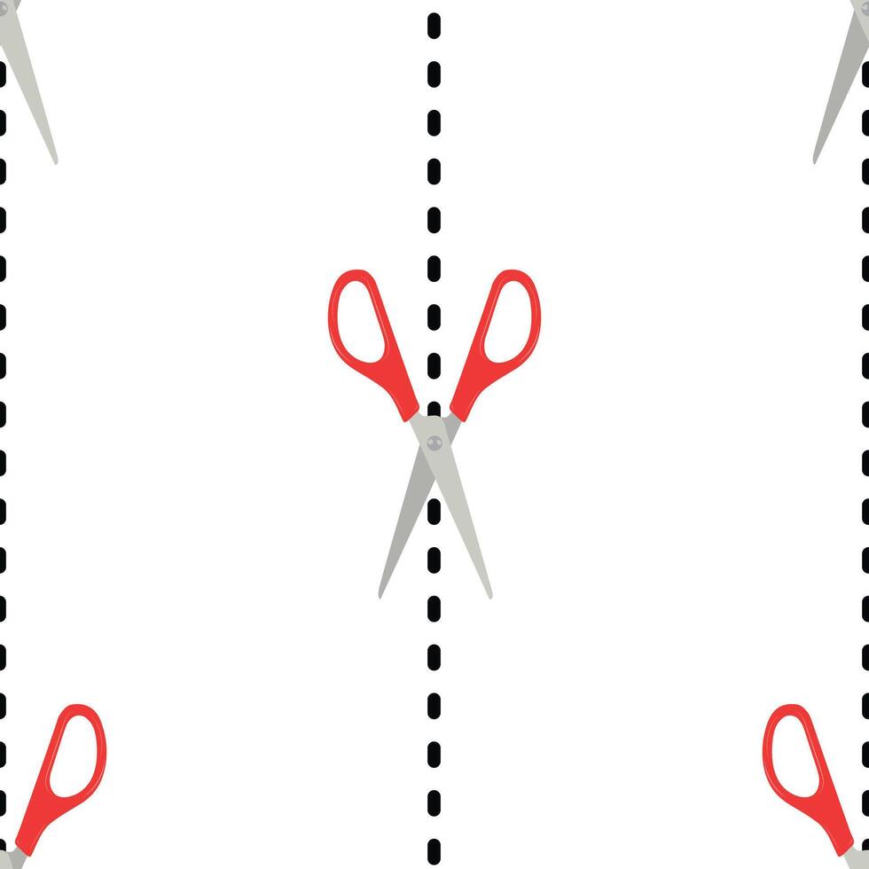 Seamless pattern with red scissors on white background vector