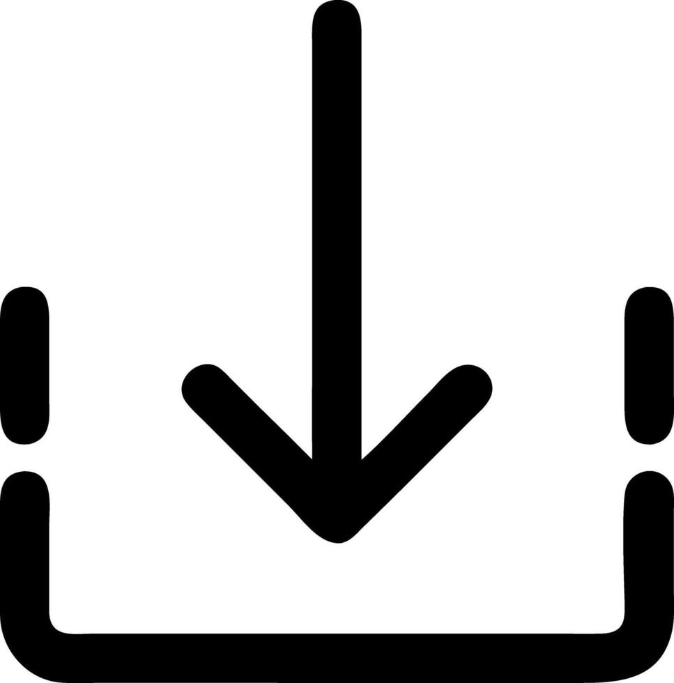 arrow down to line black fill icon vector