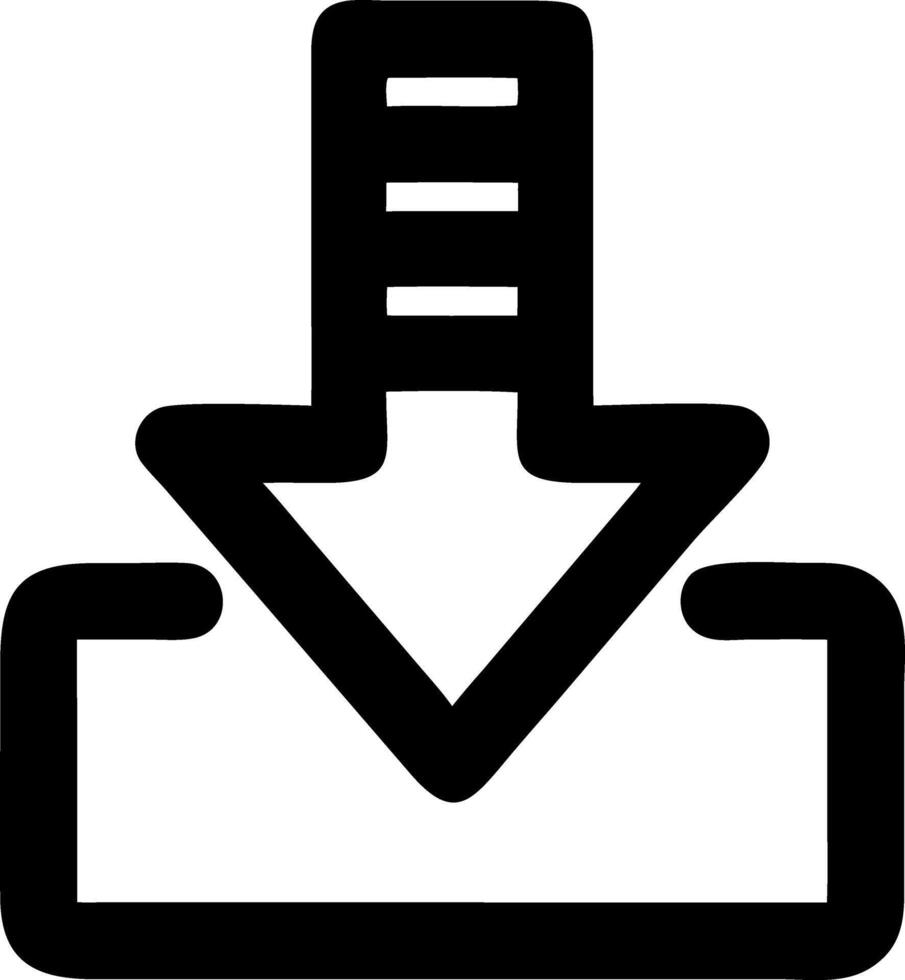 arrow down to line black fill icon vector