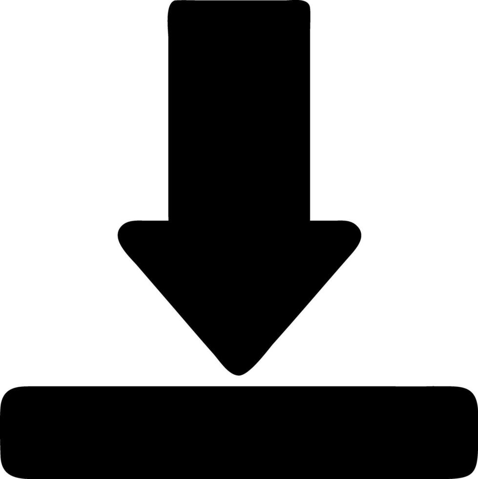 arrow down to line black fill icon vector
