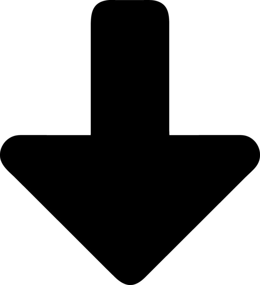 arrow down to line black fill icon vector