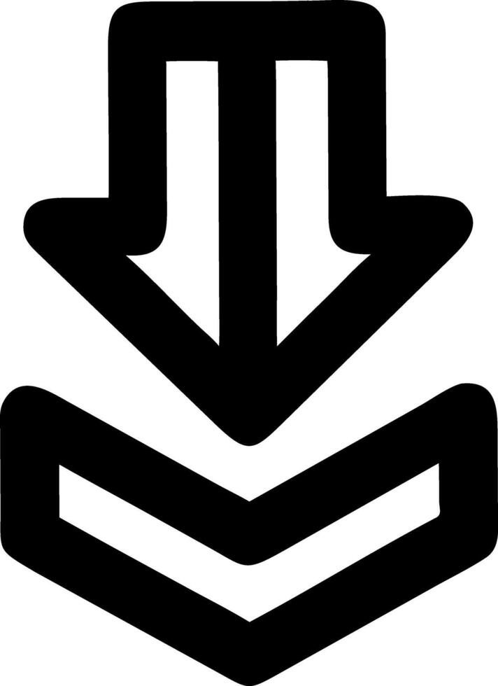 arrow down to line black fill icon vector