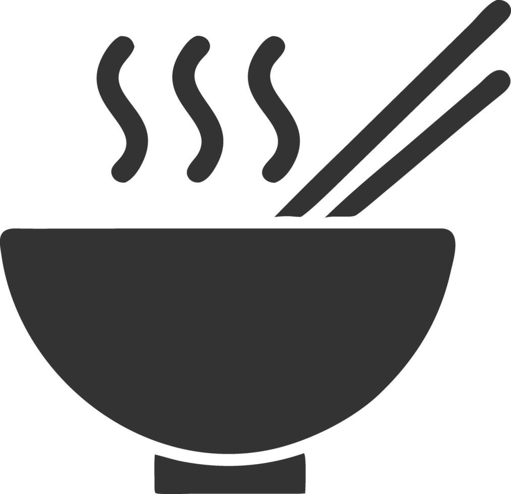 bowl chopsticks noodles black fill icon vector
