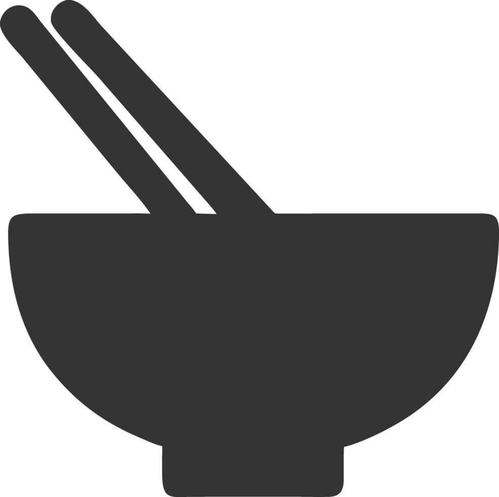 bowl chopsticks noodles black fill icon vector