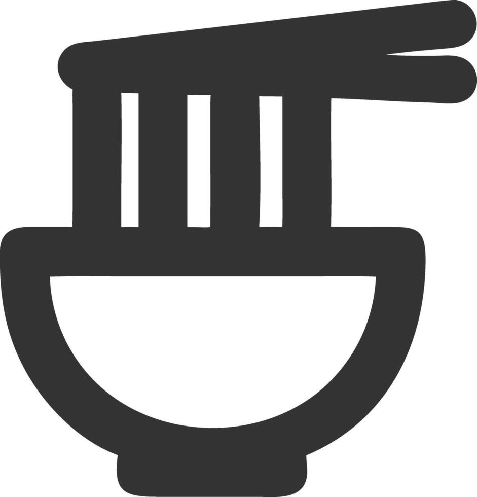 bowl chopsticks noodles black fill icon vector