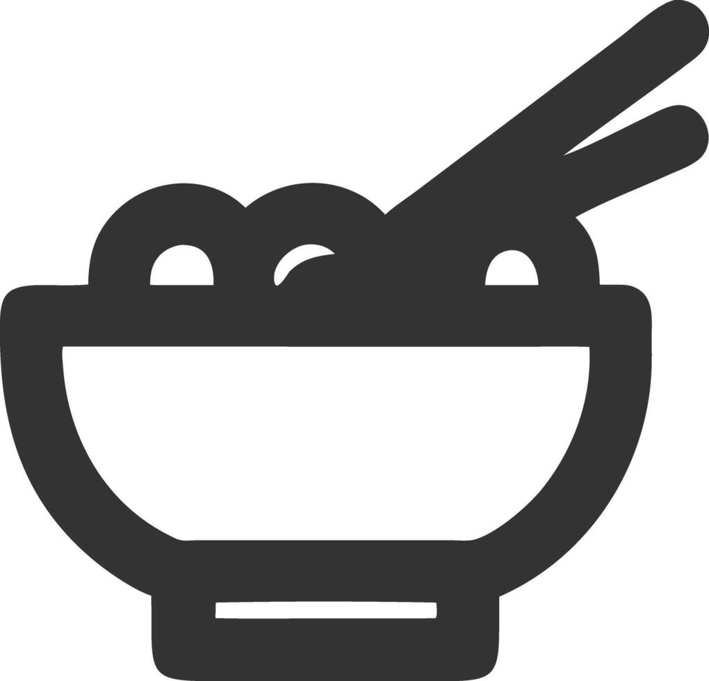 bowl chopsticks noodles black fill icon vector