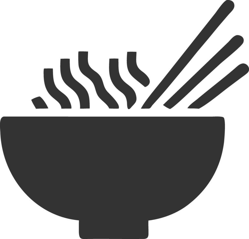 bowl chopsticks noodles black fill icon vector