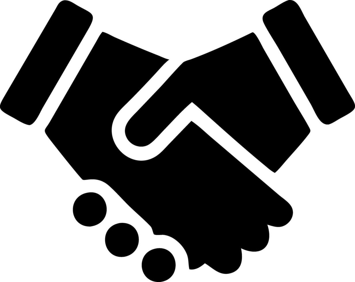 handshake black fill icon vector