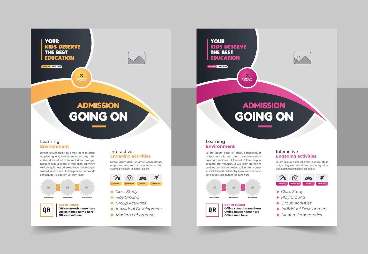 School admission flyer design. back to school flyer design set. Back to school admission promotion flyer. school admission business flyer template vector