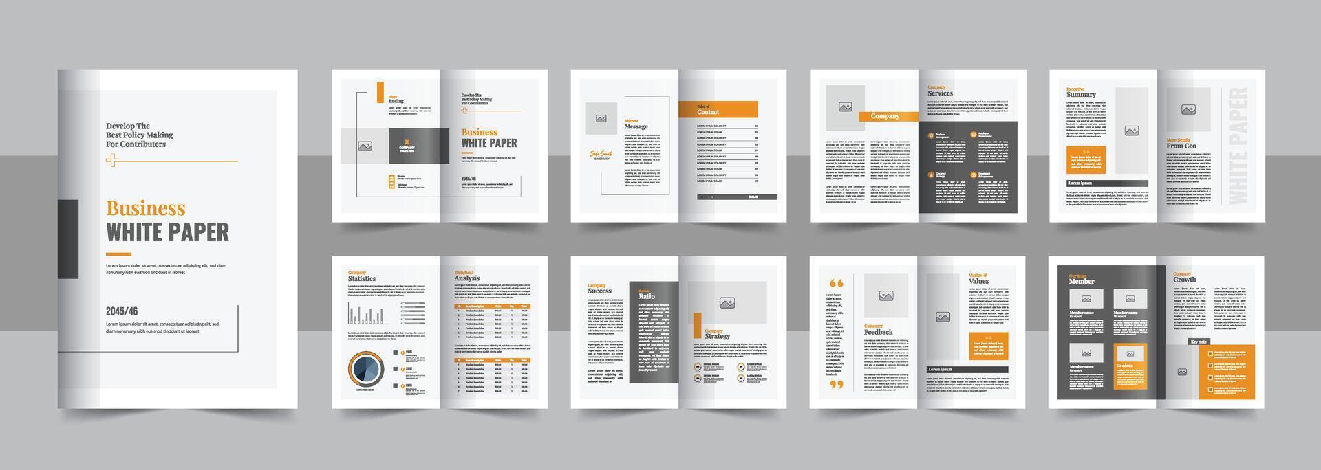Creative white paper, white paper layout design, Company brochure design, white paper design or Company white Paper brochure design layout vector