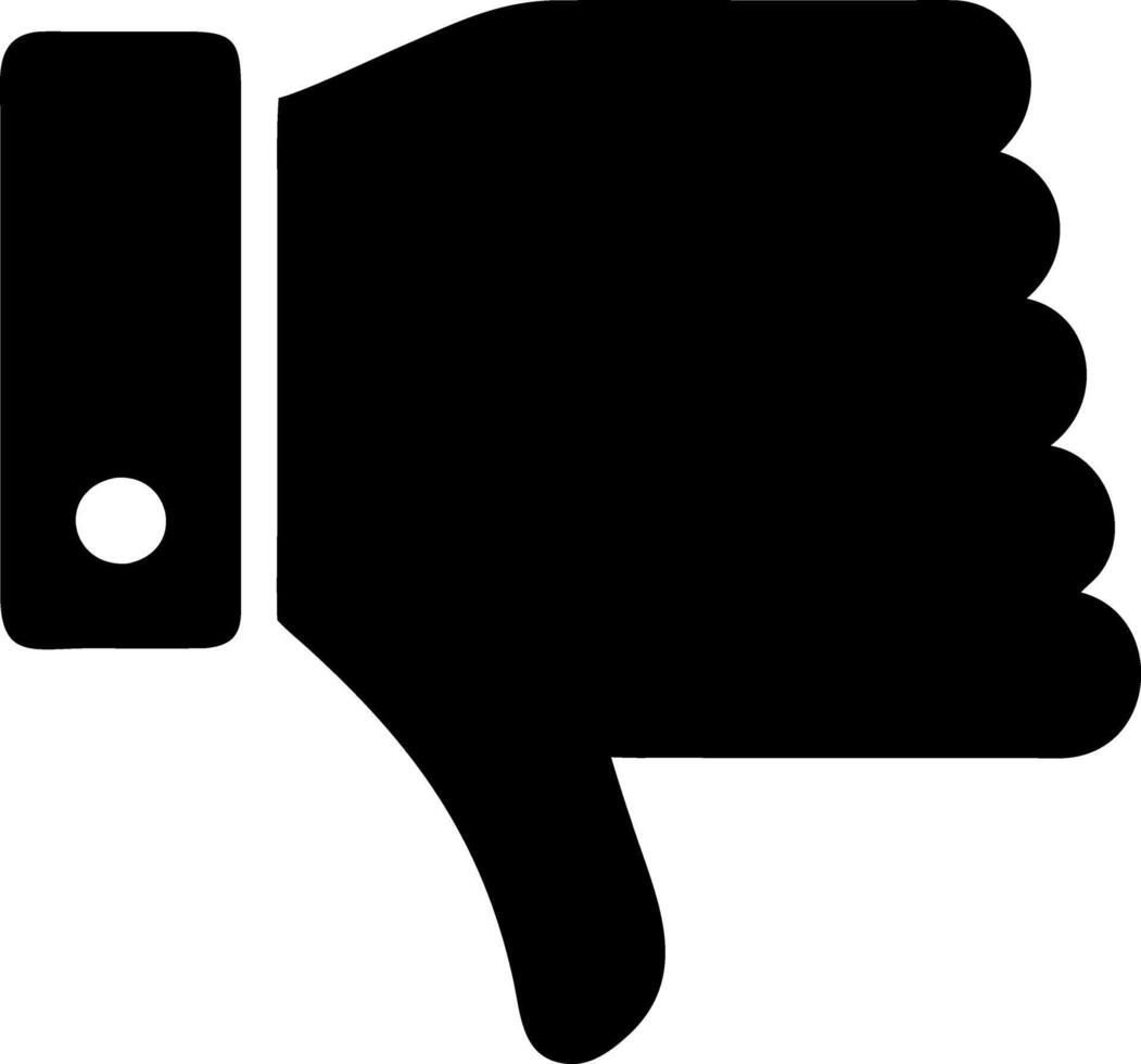 thumbs down black fill icon vector