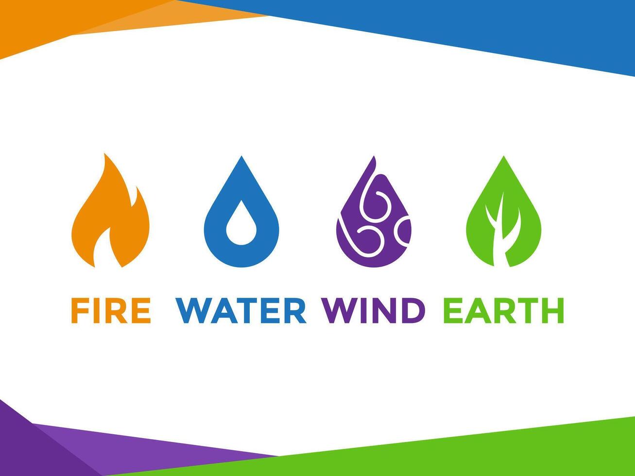 Four icon elements Wind, fire, water, earth symbol illustration vector
