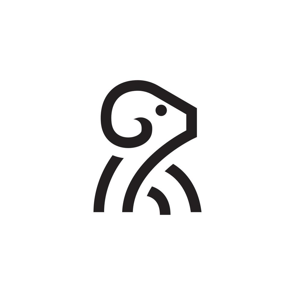goat sheep ram line art logo design vector
