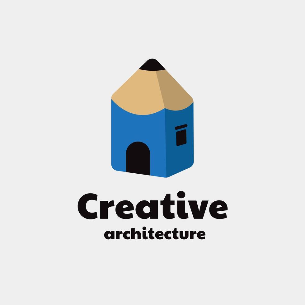 creative pencil with home house building architecture vector