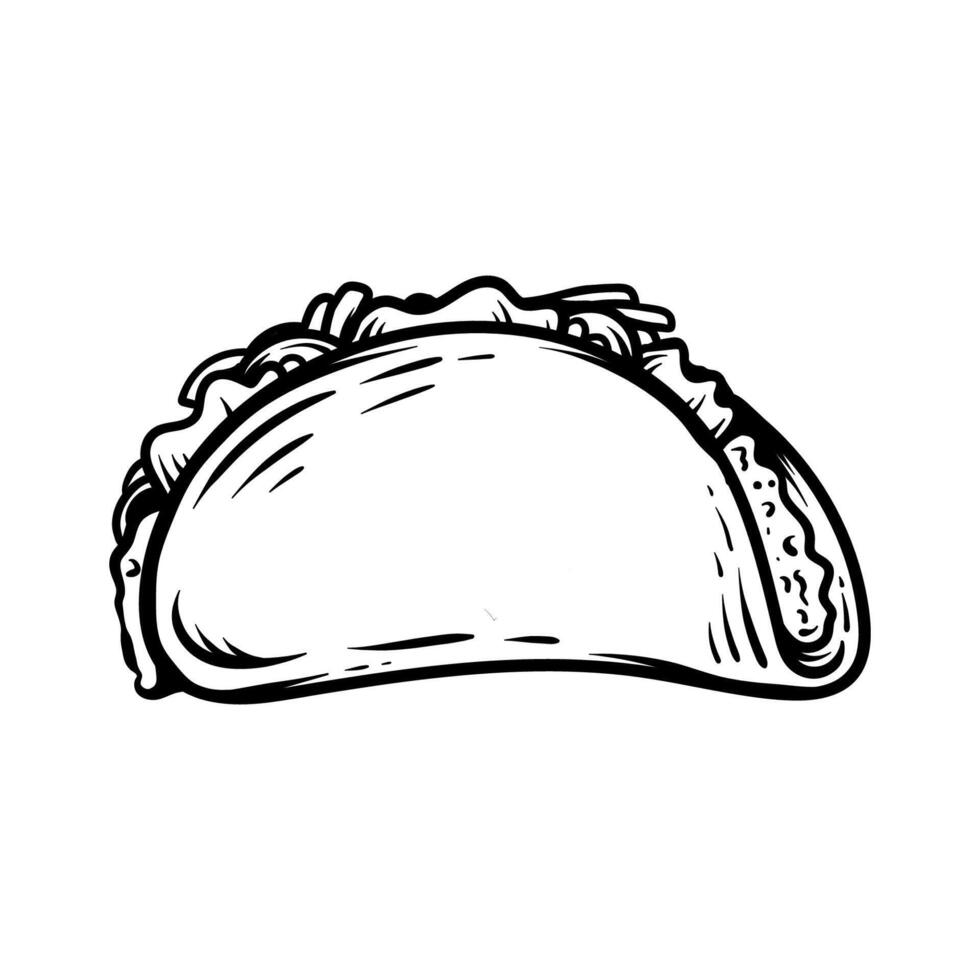 Vintage classic art line style of the taco vector