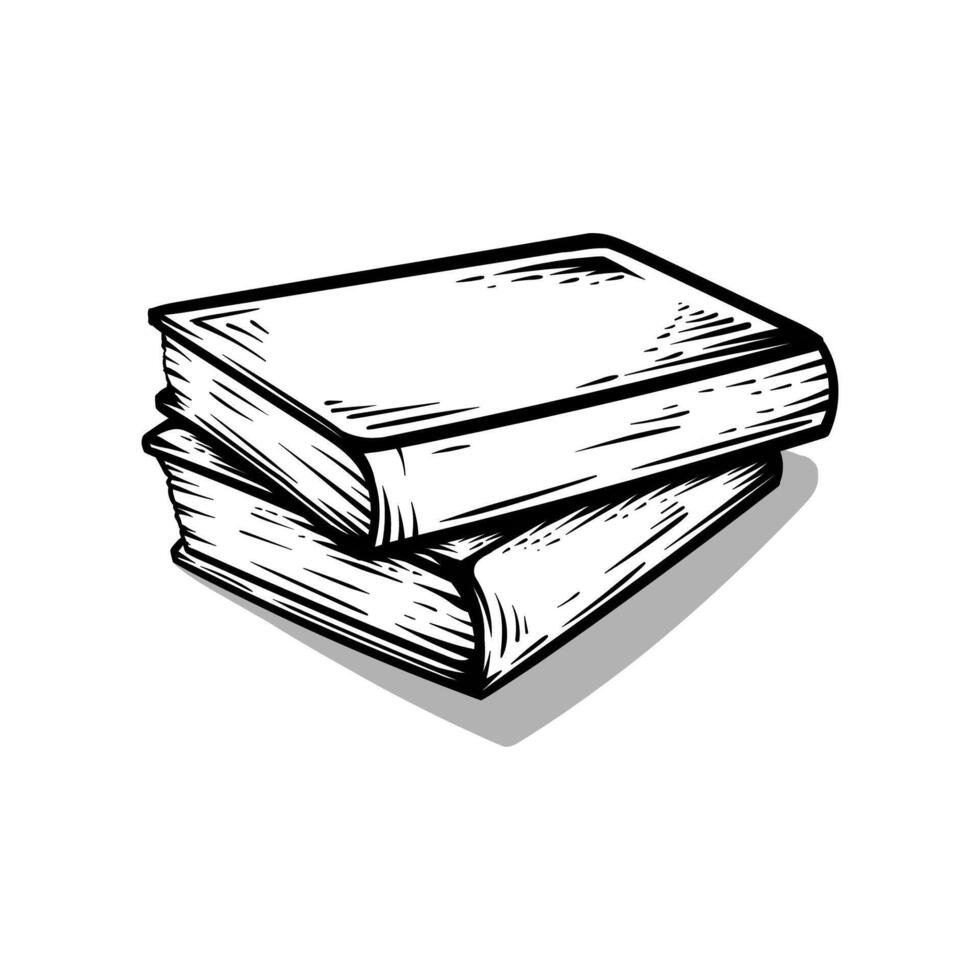 Two books stacked with vintage art line style vector