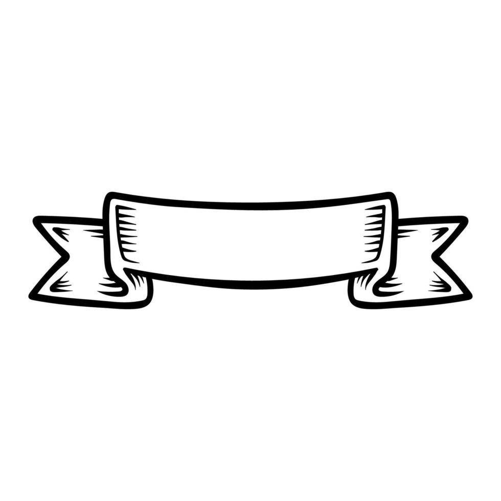 Vintage classic art line style of the ribbon banner vector