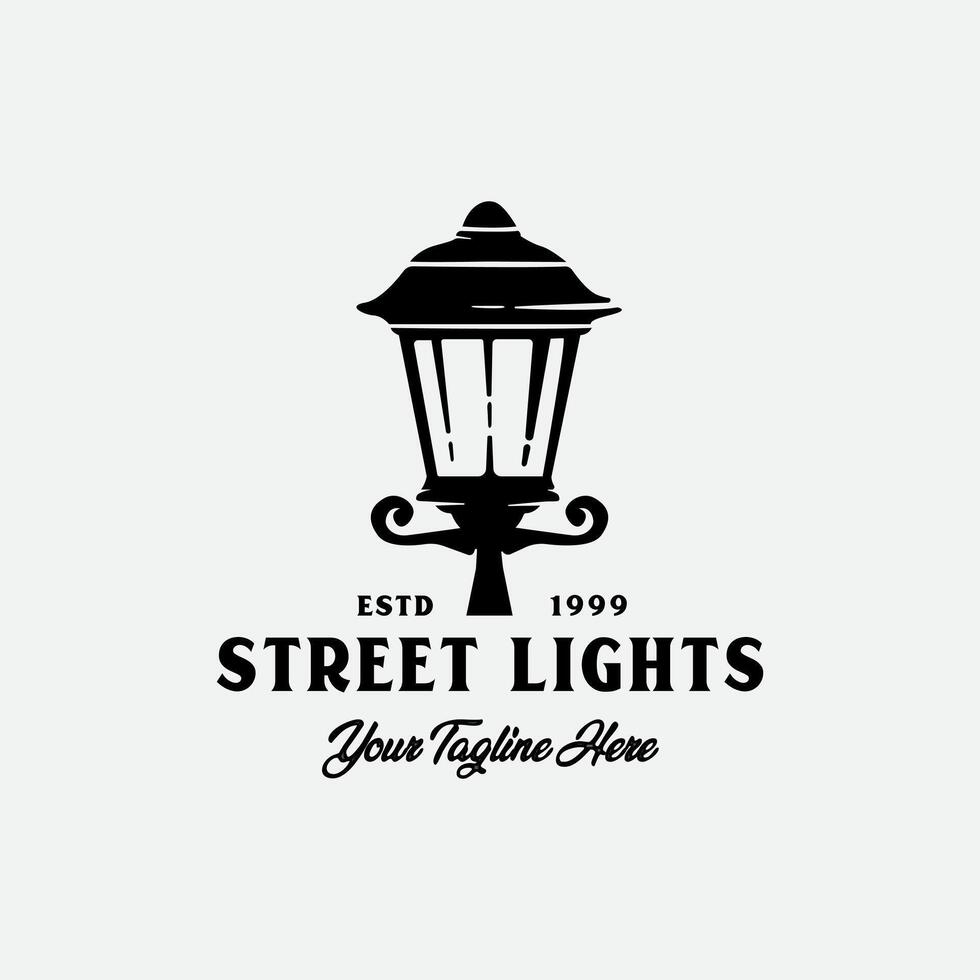 classic street light lantern lamp logo design vector