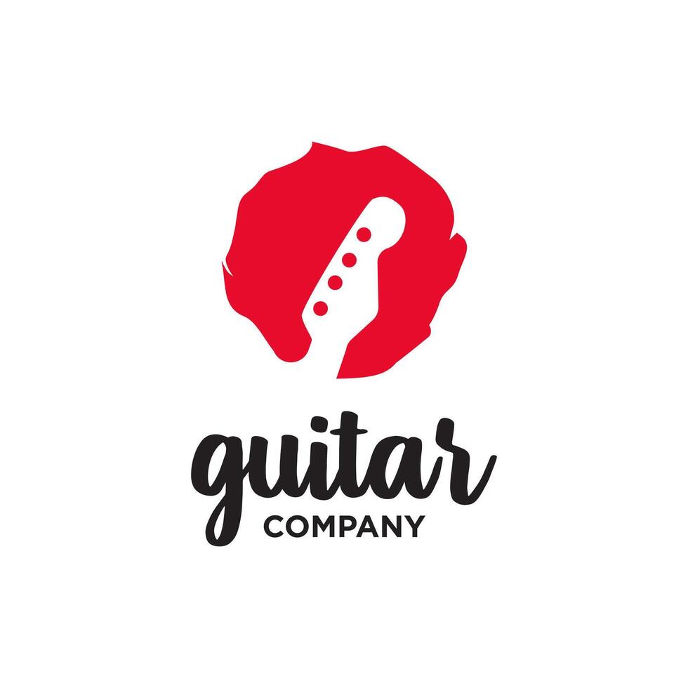 negative space headstock guitar music instrument logo vector