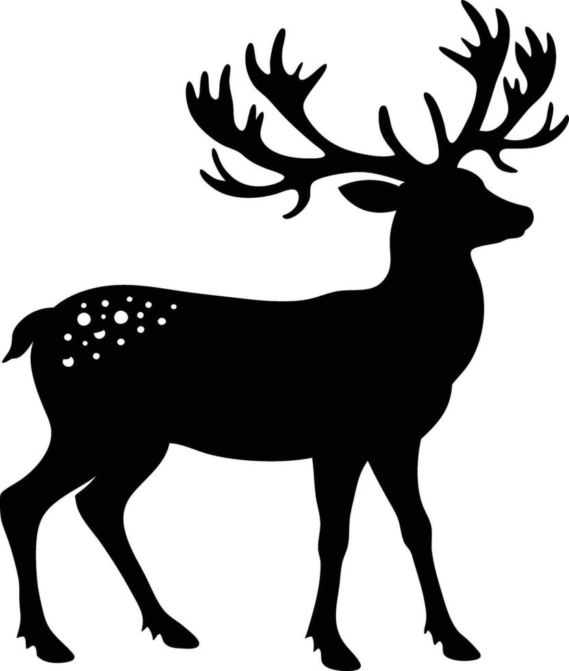 christmas deer silhouette black art design on white background vector