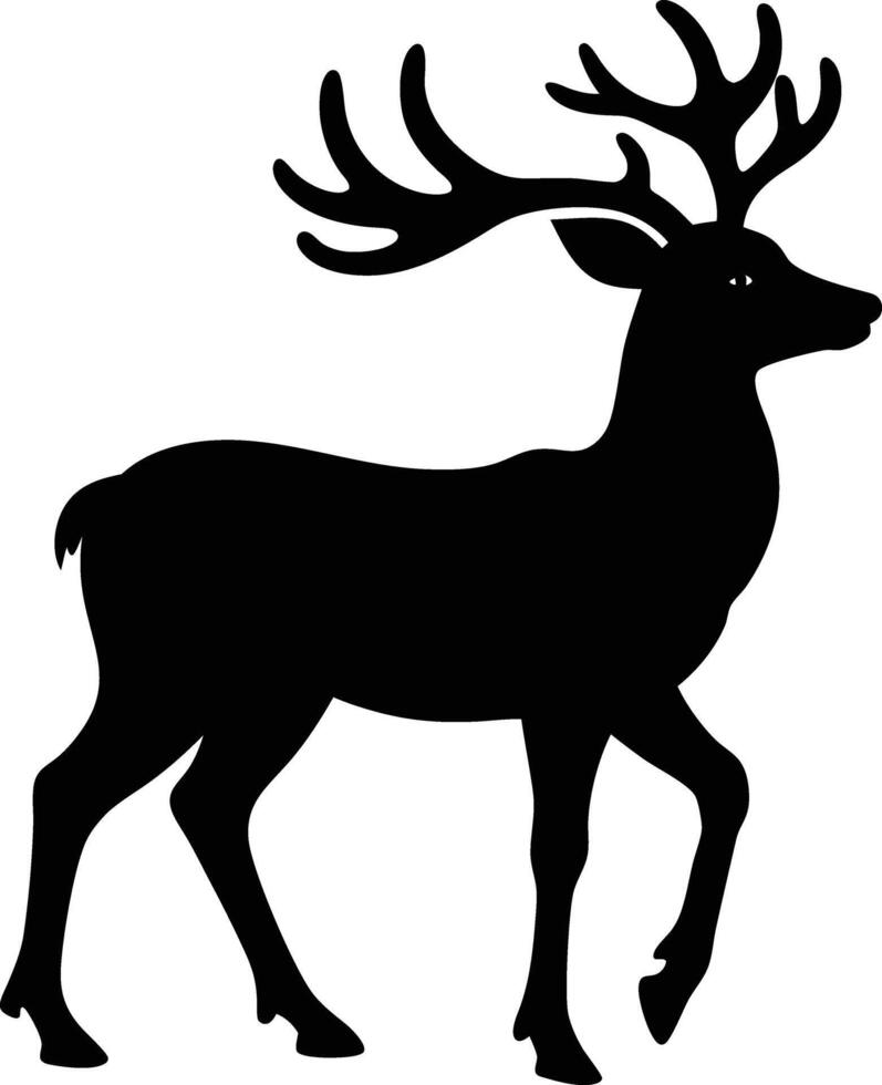 christmas deer silhouette black art design on white background vector