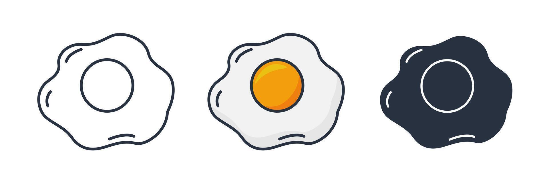 fried egg with a sunny side up yolk Icon symbol illustration isolated on white background vector